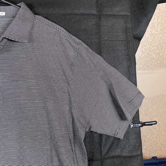 Peter Millar Mens Shirt Black White Stripe Short Sleeve Polo 100% Cotton Large - Picture 5 of 11